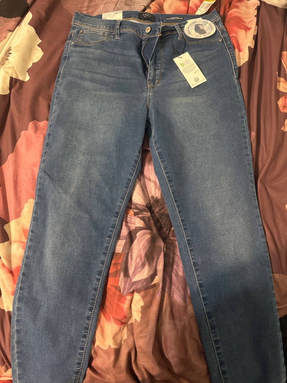 High-Rise Blue Skinny Jeans with Gentle Stretch
